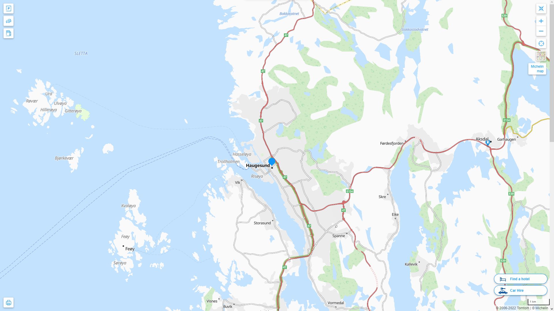 Haugesund Norvege Autoroute et carte routiere